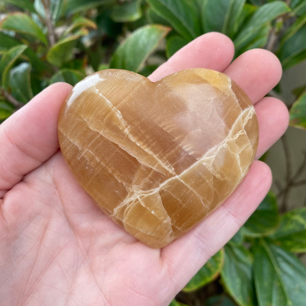 Honey Calcite Heart