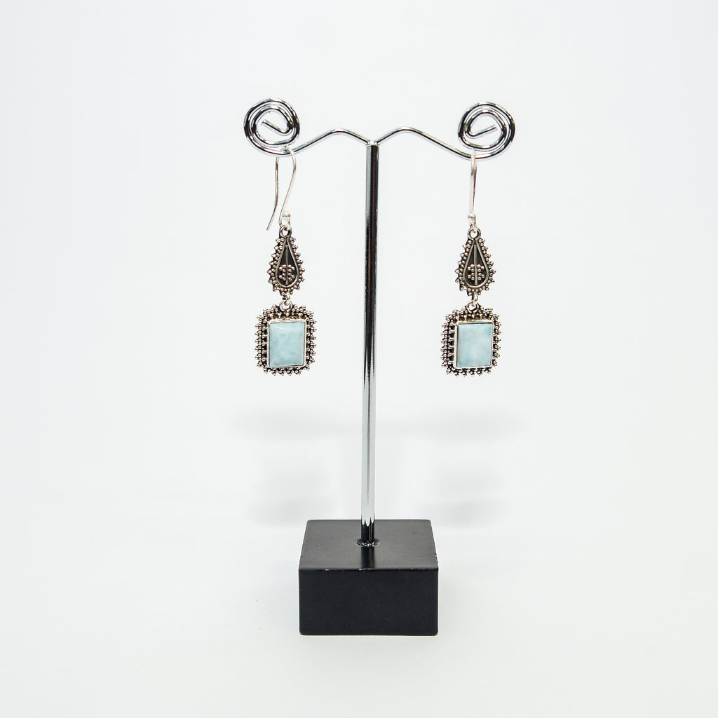 Larimar Earrings - Fancy Square Hanging