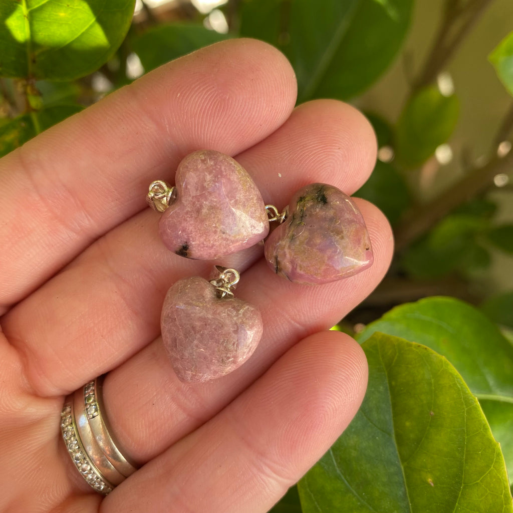 Heart Pendants - Rhodonite