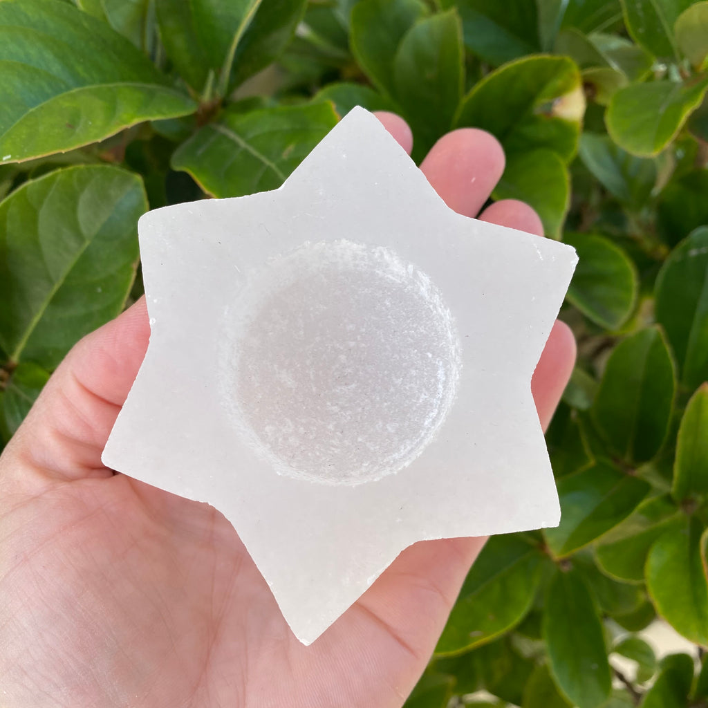 Selenite Star Candle Holder