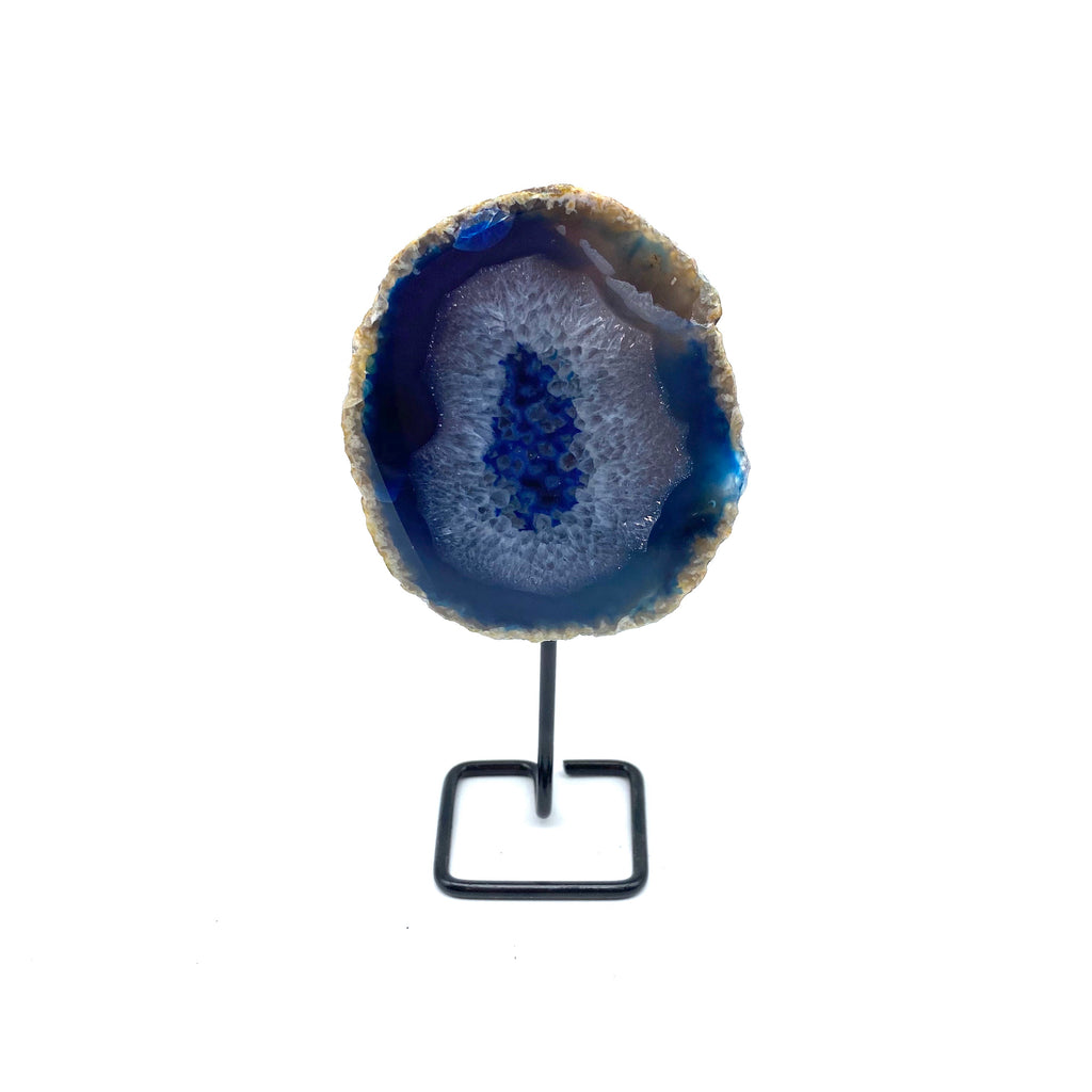 Blue Agate on Metal Base