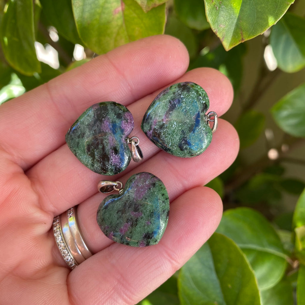 Heart Pendants - Ruby Zoisite