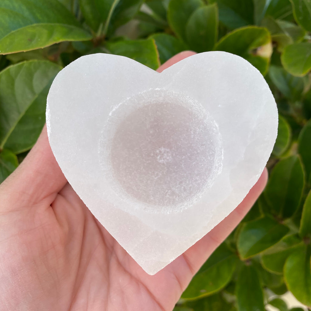 Selenite Heart Candle Holder