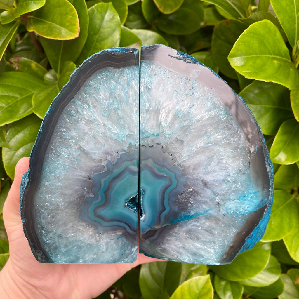 Teal Agate Bookends