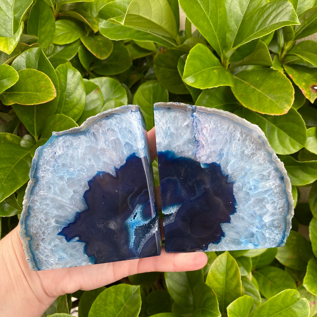 Blue Agate Bookends