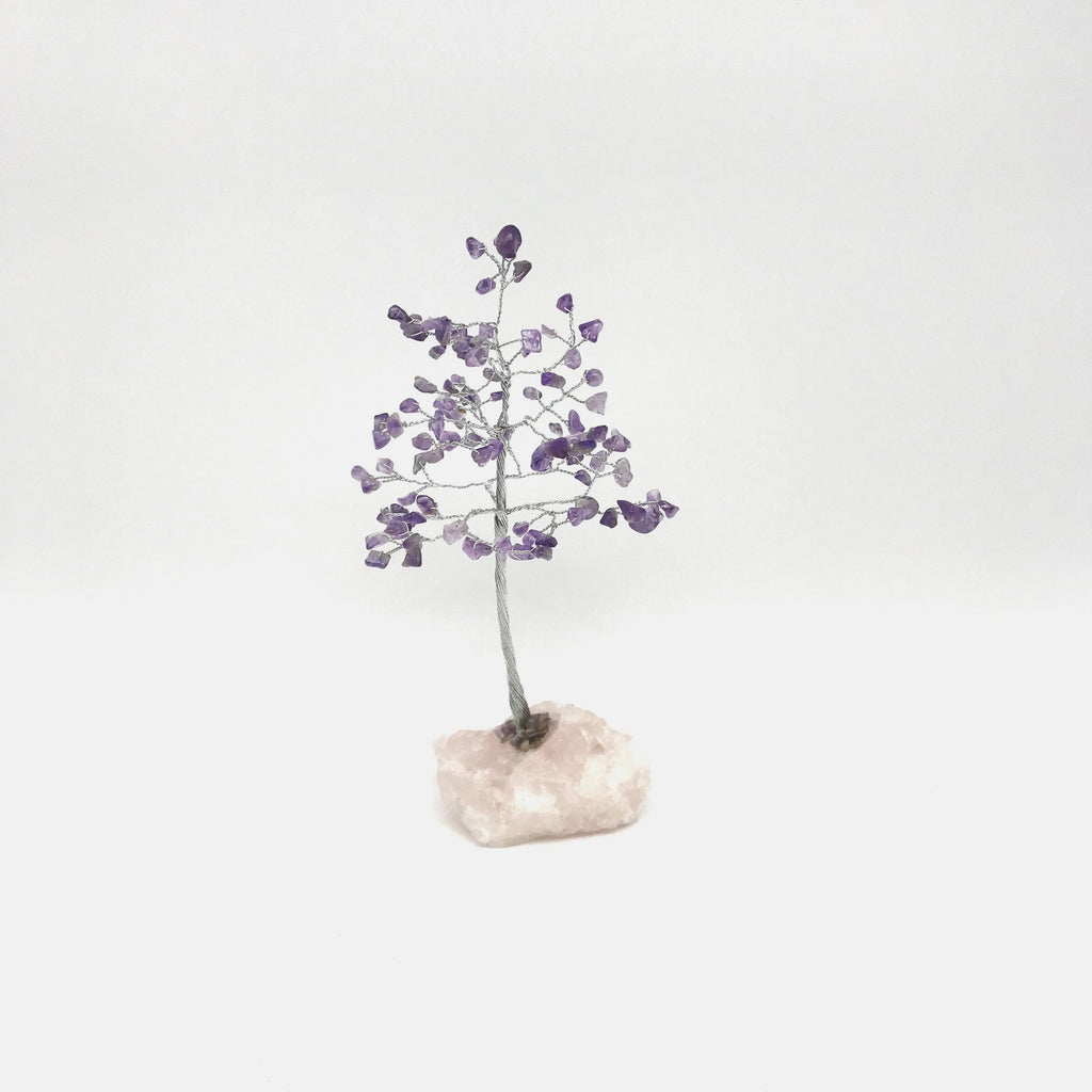 Amethyst Chip Tree on a Rose Quartz Base