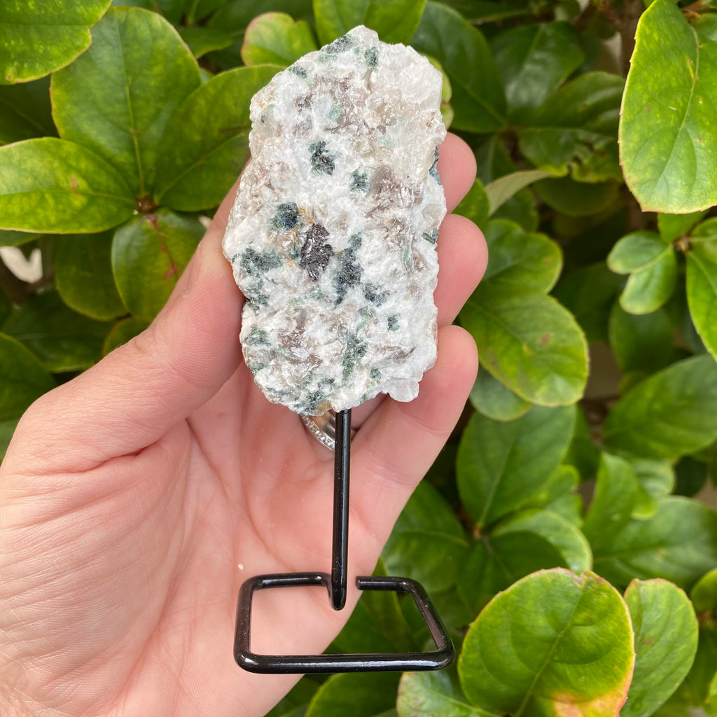 Green Tourmaline on Metal Base