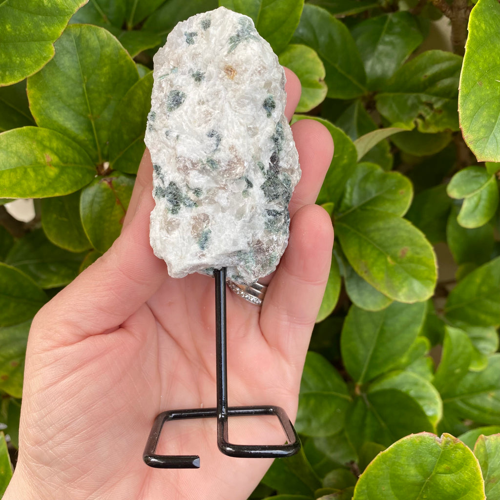 Green Tourmaline on Metal Base