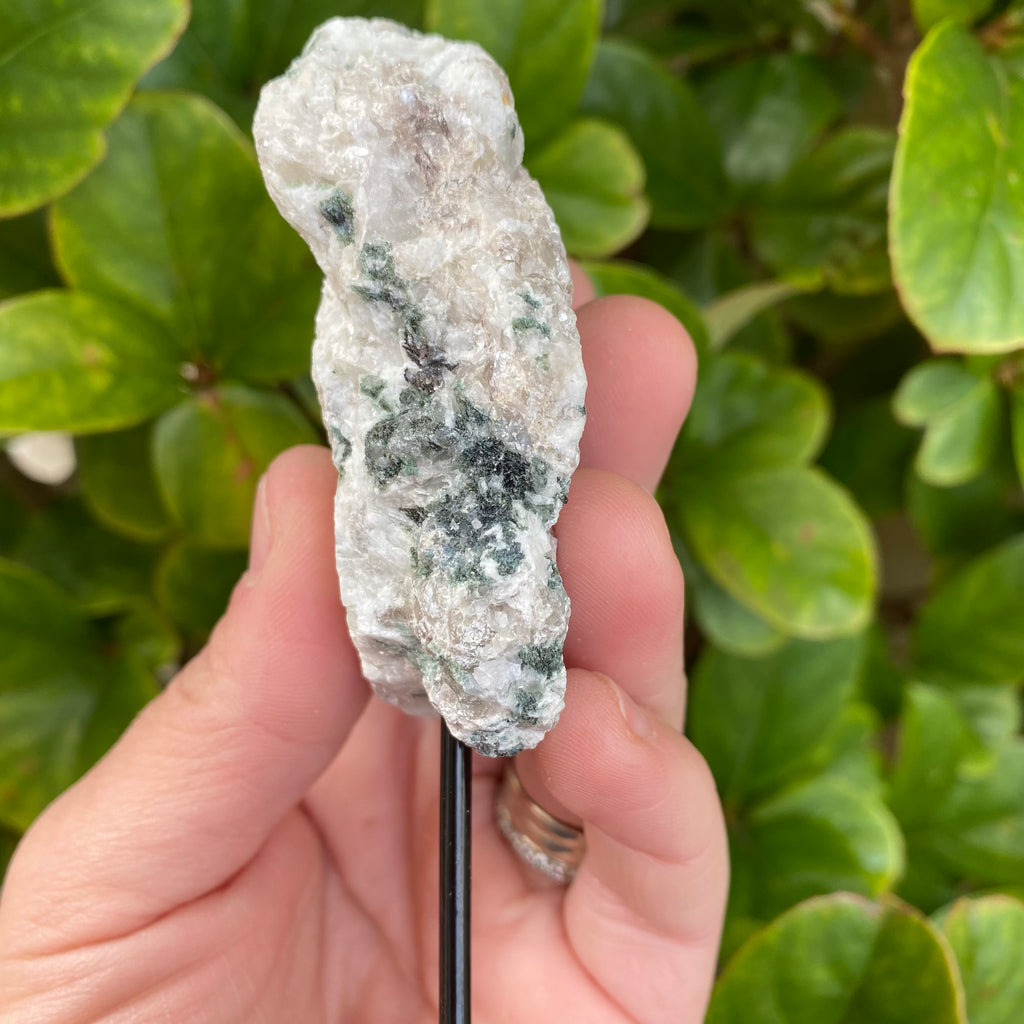 Green Tourmaline on Metal Base
