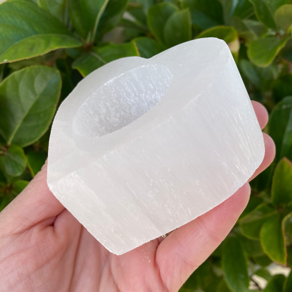 Selenite Heart Candle Holder