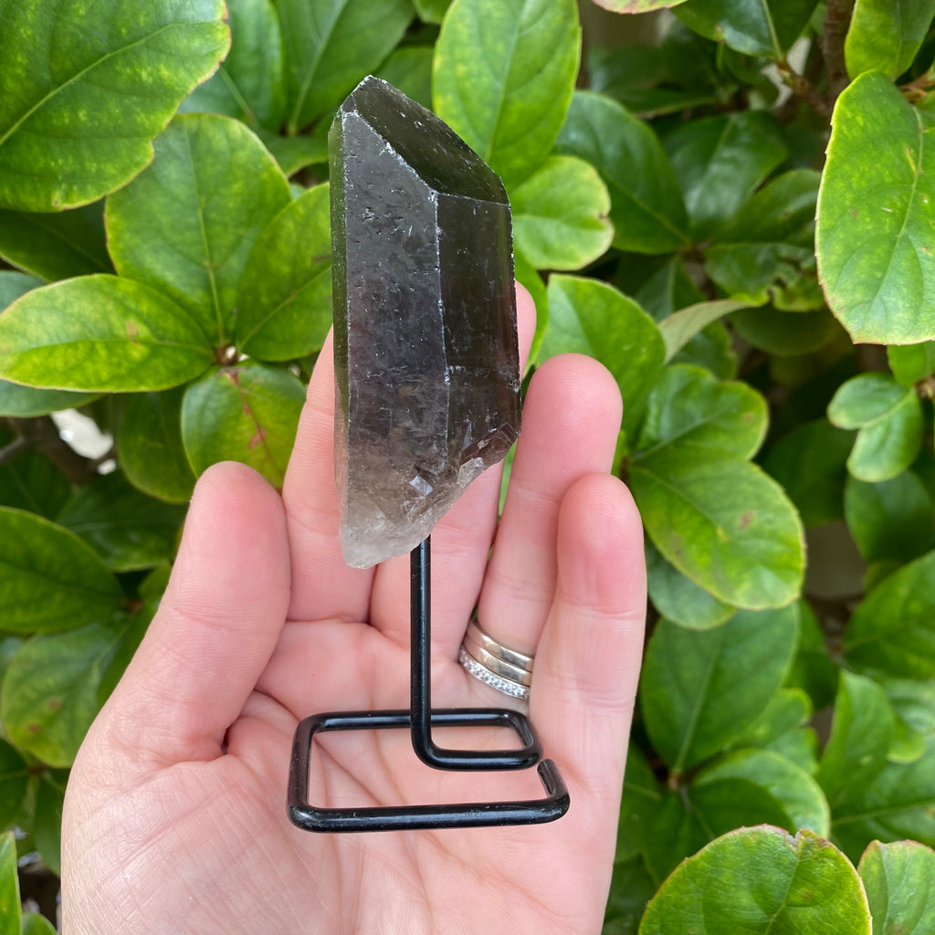 Smoky Quartz Point on Metal Base