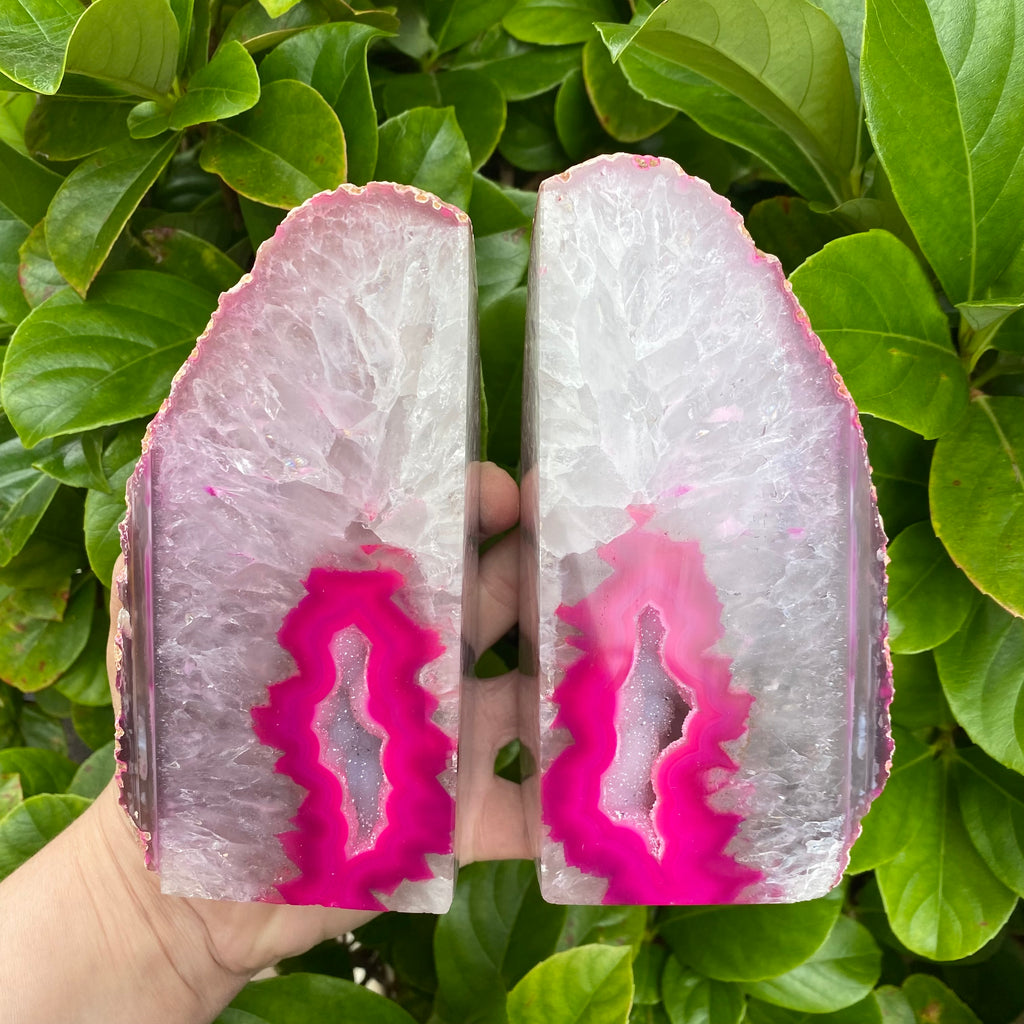 Pink Agate Bookends