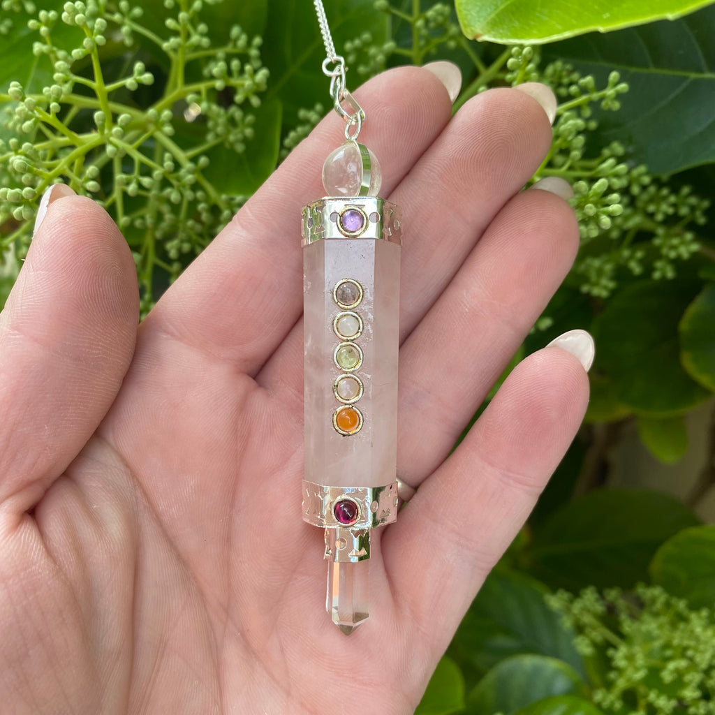 Rose Quartz Pendulum with Quartz Point